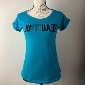 Reebok Open Back Crisscross Strap Workout Tee "Beautiful" "Fit"